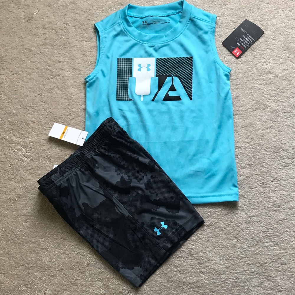 UNDER ARMOUR BOYS MUSCLE TEE & SHORT SET - Picture 2 of 4
